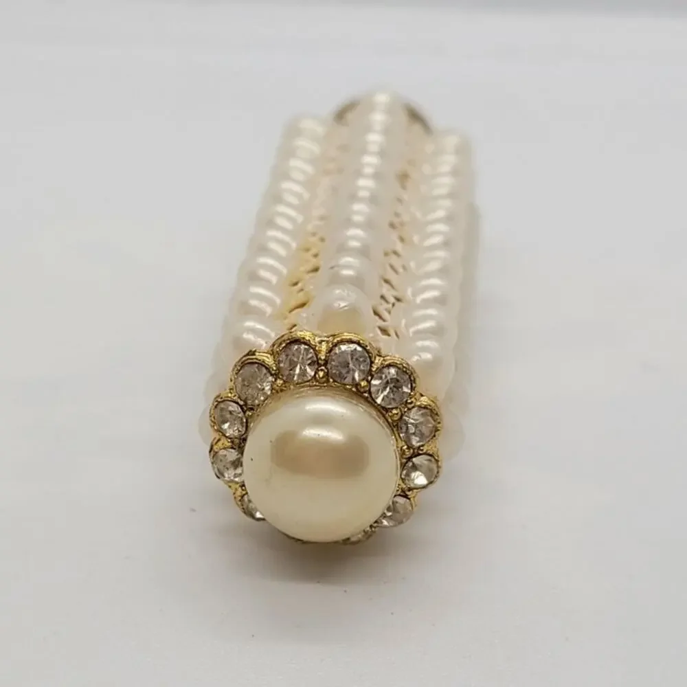 Vintage Faux‎ Pearl Rhinestone Purse Pen Glam Vanity Accessory Elegant Gift